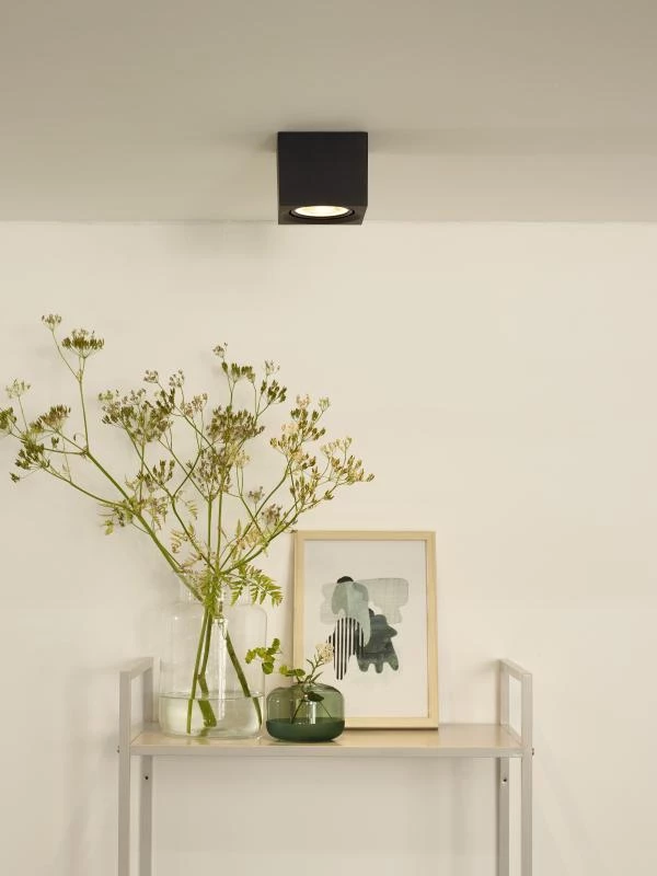 Lucide FEDLER - Plafondspot - LED Dim to warm - GU10 - 1x12W 2200K/3000K - Zwart - sfeer 1